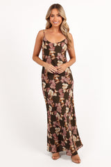 Jamie Maxi Slip Dress - Olive Floral