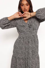 Sophie Long Sleeve Maxi Dress - Black/Ivory