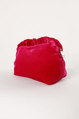Large Velvet Ruffle Pouch - Magenta