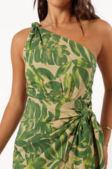 Declynn One Shoulder Mini Dress - Ibiza Palm