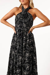 Lennon Halterneck Maxi Dress - Black Floral