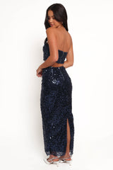 Glissy Sequin Skirt Set - Navy