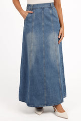 Gwen Denim Skirt - Mid Wash Denim