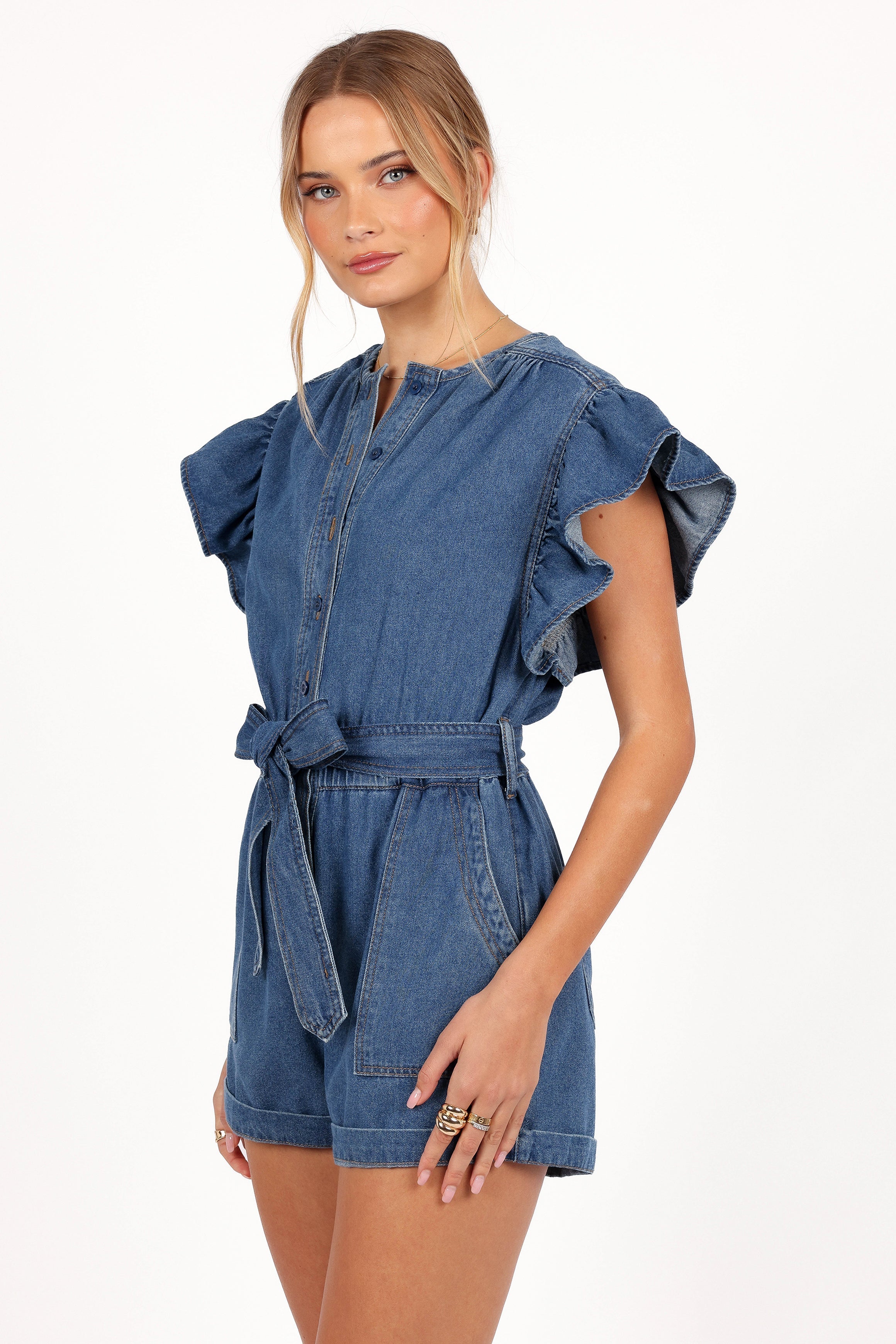Mia Romper - Medium Denim