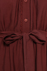 Pierce Long Sleeve Mini Dress - Dark Wine