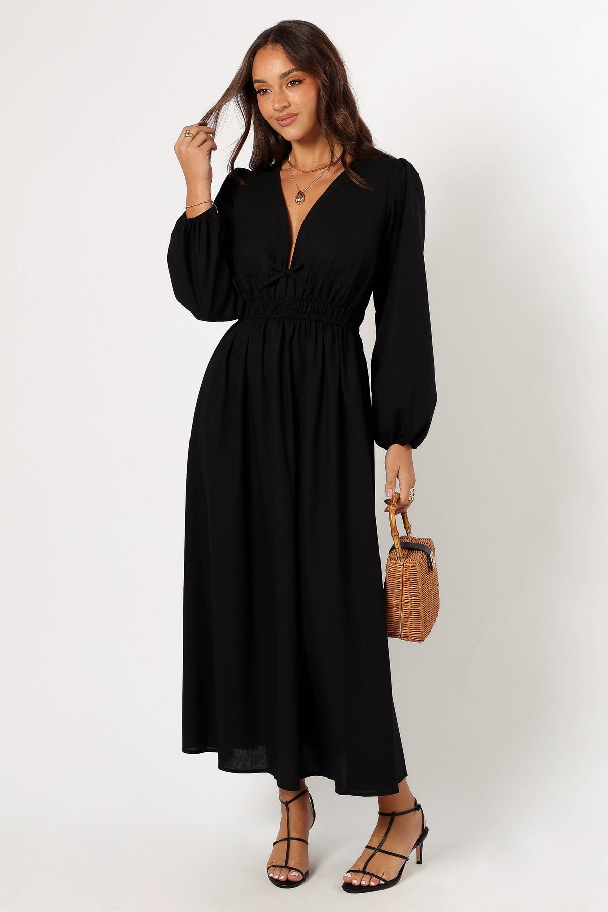Cece Long Sleeve Maxi Dress - Black