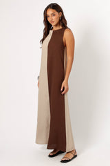 Lindi Maxi Dress - Brown/Beige