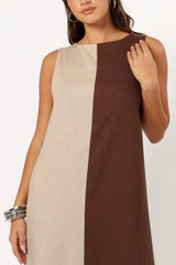 Lindi Maxi Dress - Brown/Beige