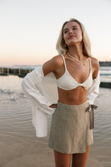 Roxy Faux Wrap Skort - Taupe