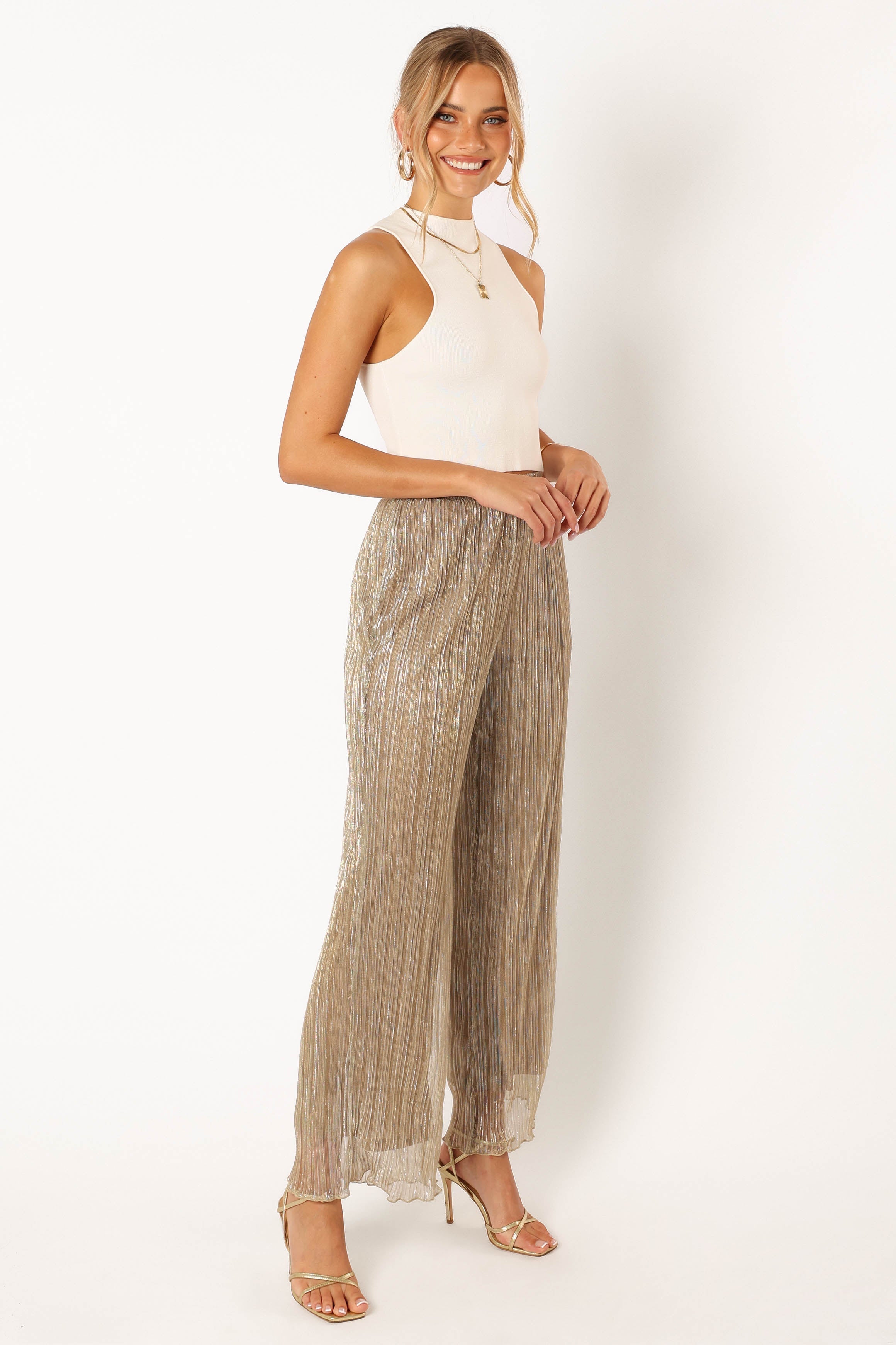 Walker Plisse Pants - Silver