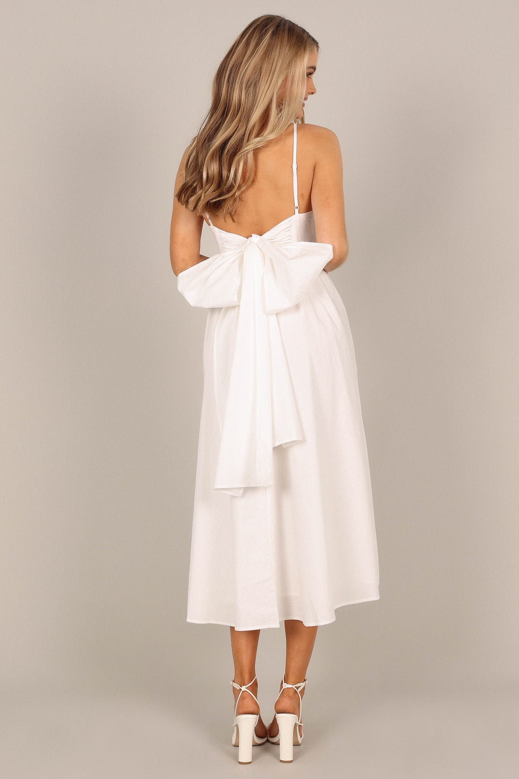 Alice Bow Back Midi Dress - White