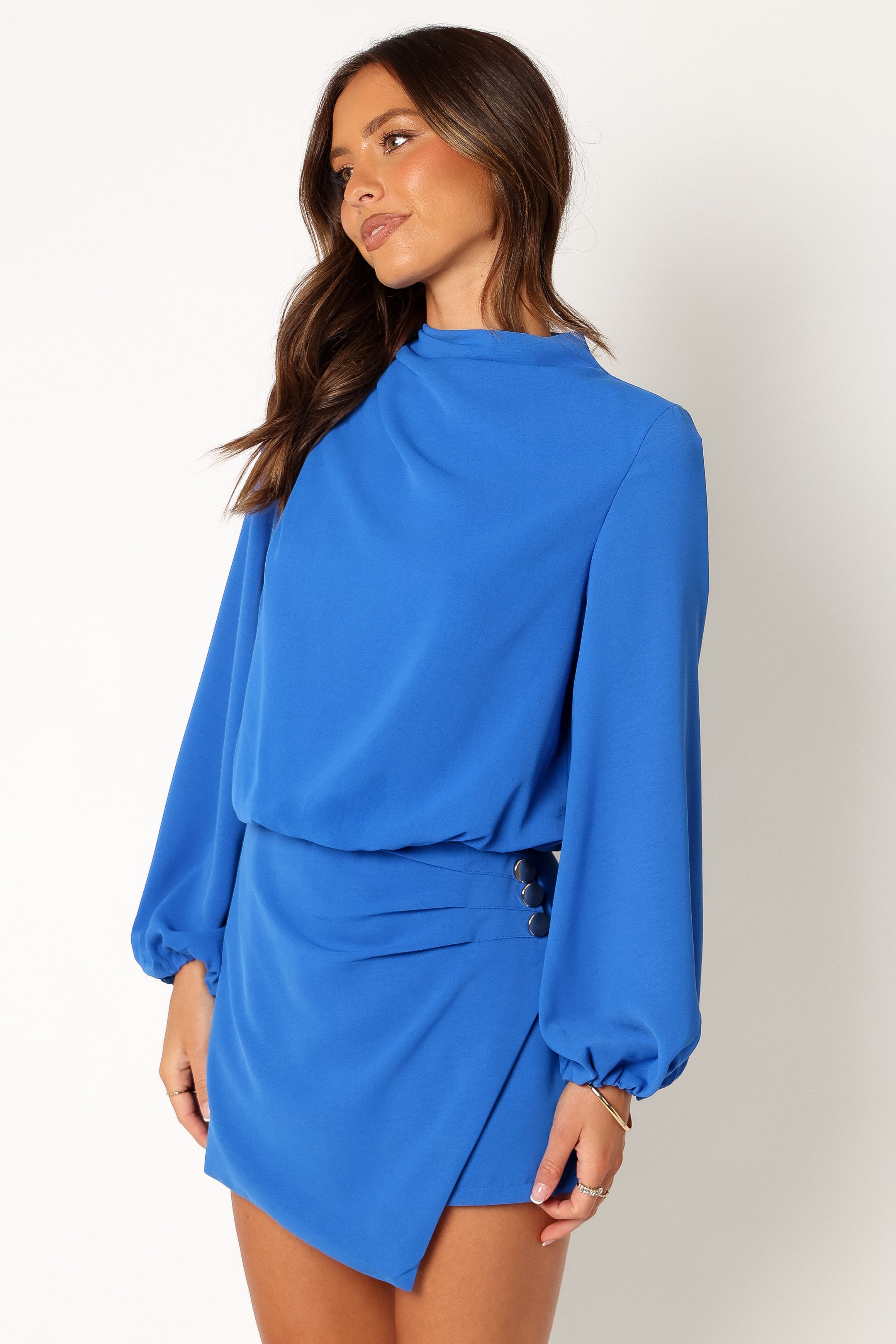 Galen Long Sleeve Romper - Paris Blue