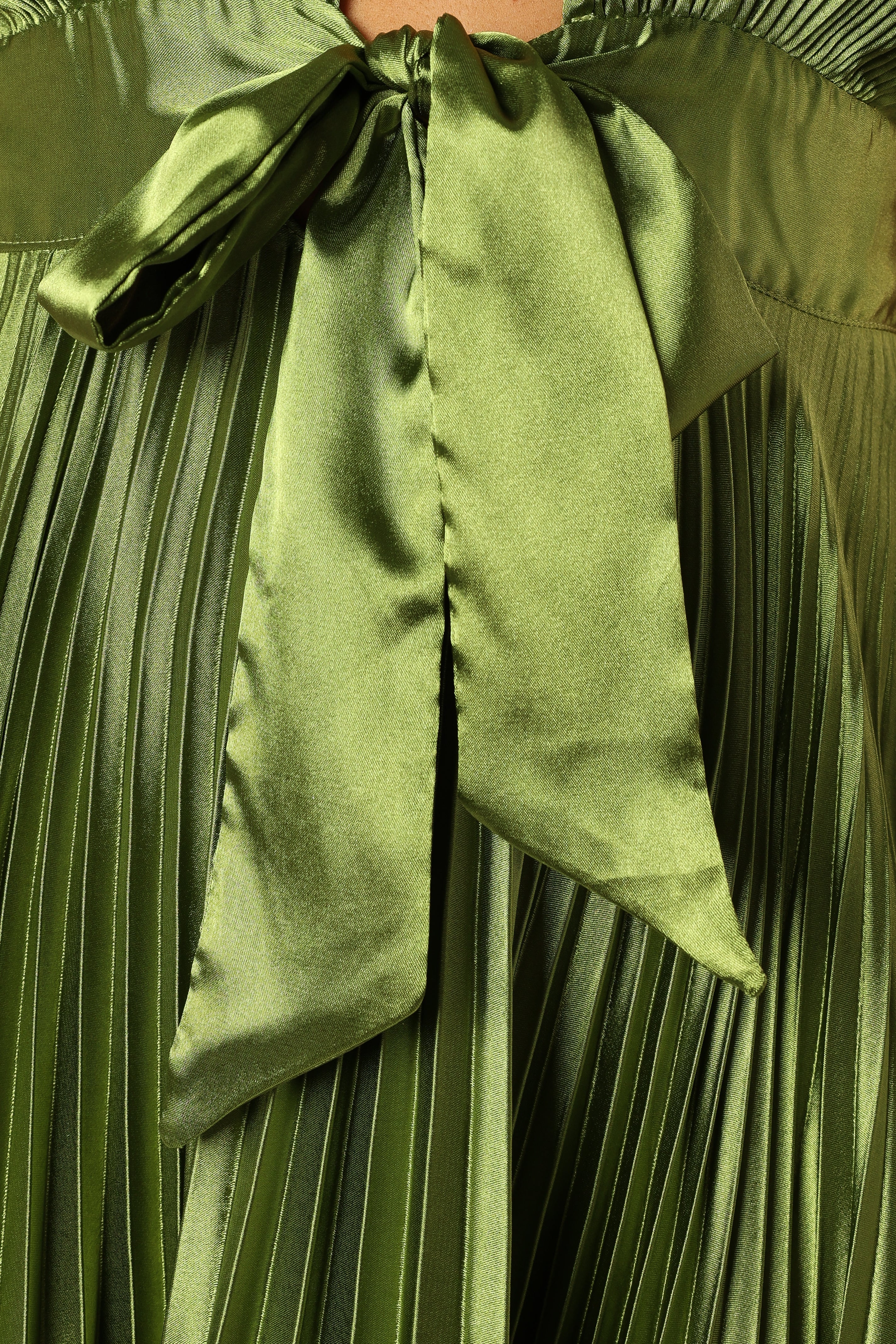Kris Pleated Maxi Dress - Martini Olive