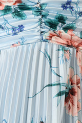 Naira Pleated Maxi Dress - Blue Floral