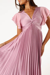 Nova Flutter Sleeve Midi Dress - Dusty Rose