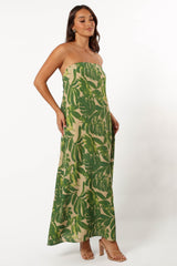 Penny Strapless Midi Dress - Ibiza Palm
