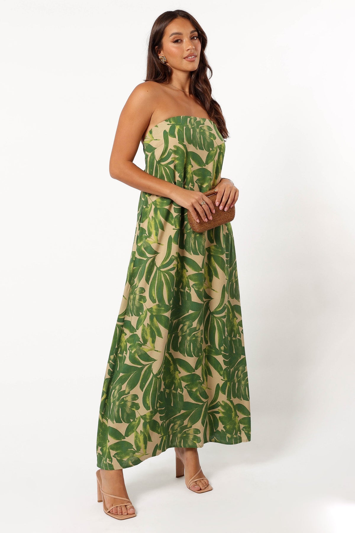 Penny Strapless Midi Dress - Ibiza Palm
