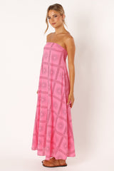 Soph Strapless Maxi Dress - Pink Red