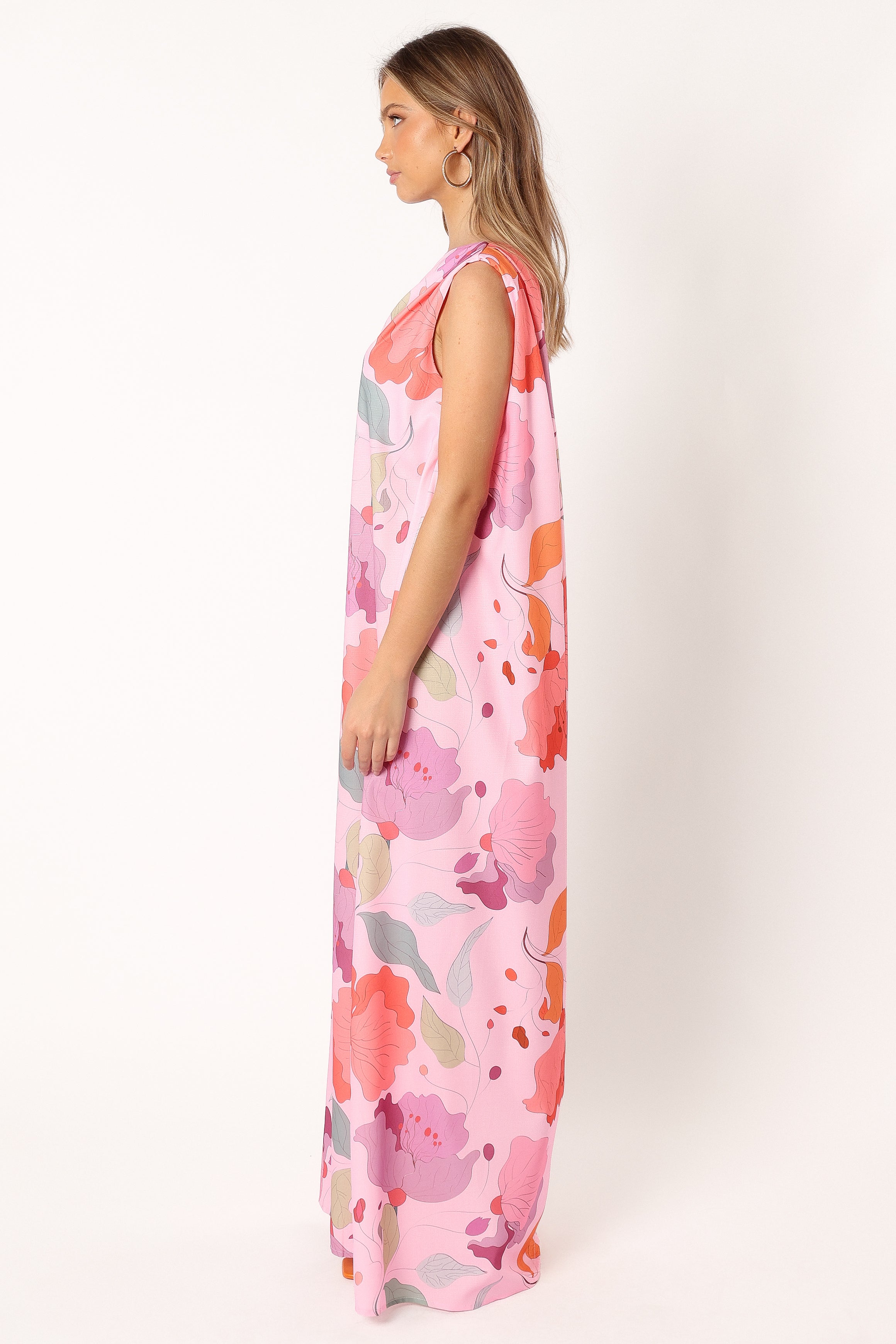 Tillie One Shoulder Maxi Dress - Pink Floral