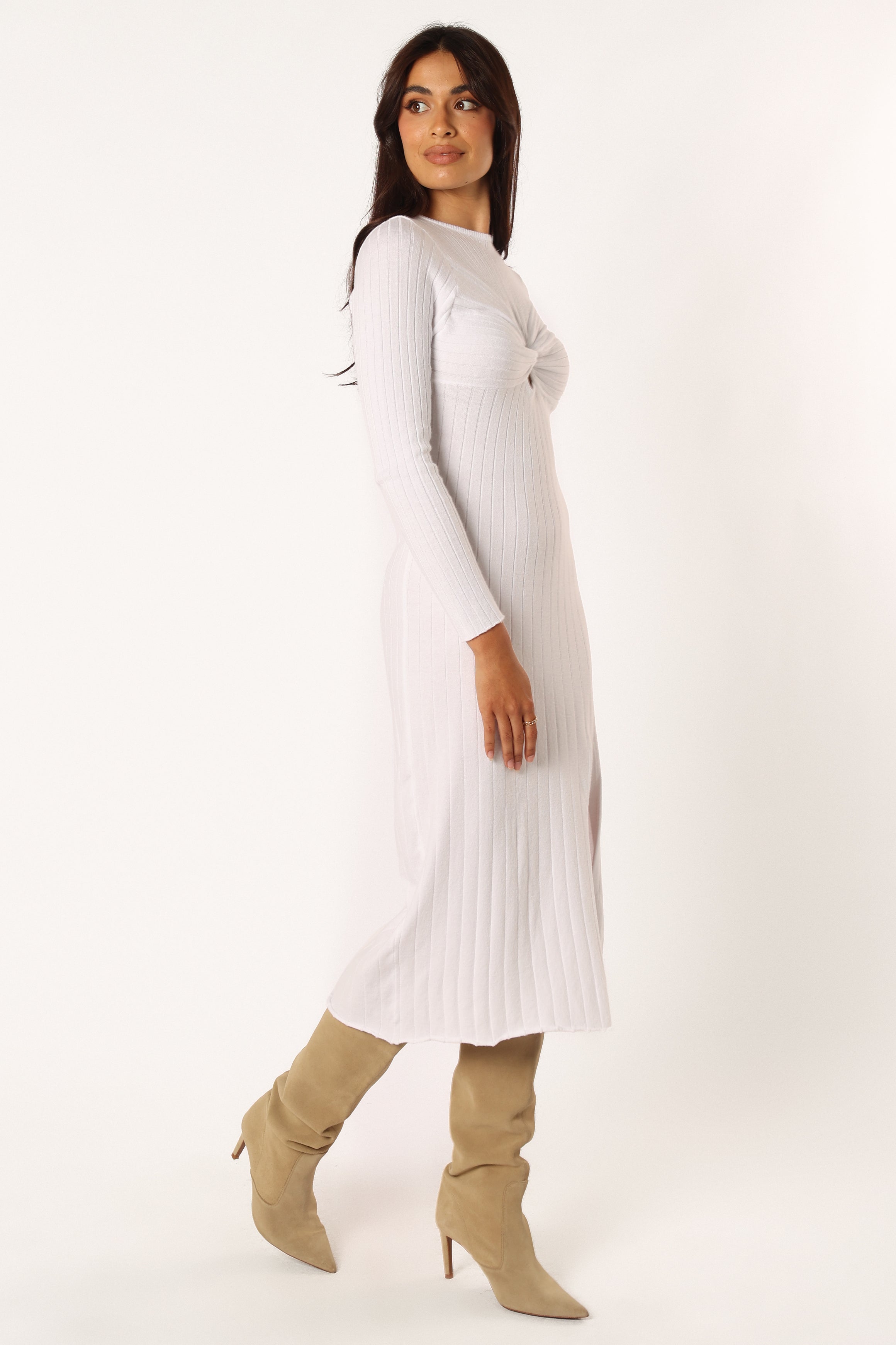 Zayla Long Sleeve Midi Dress - Cream