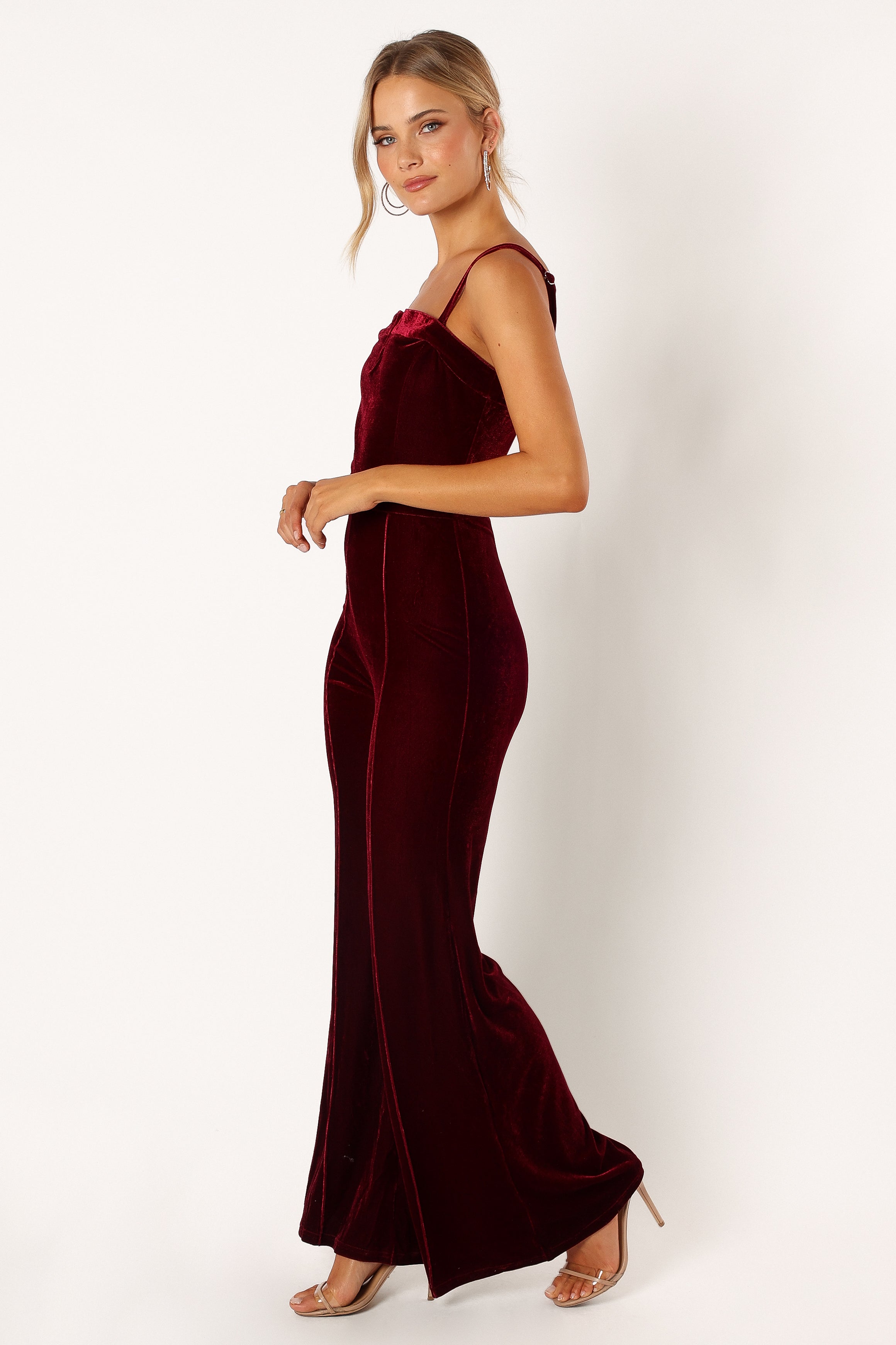 Lexie Velvet Jumpsuit - Burgundy